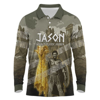 Jason Golden Fleece Seeker Long Sleeve Polo Shirt Ancient Greek Mythology Heroic Warrior Dragon Battle
