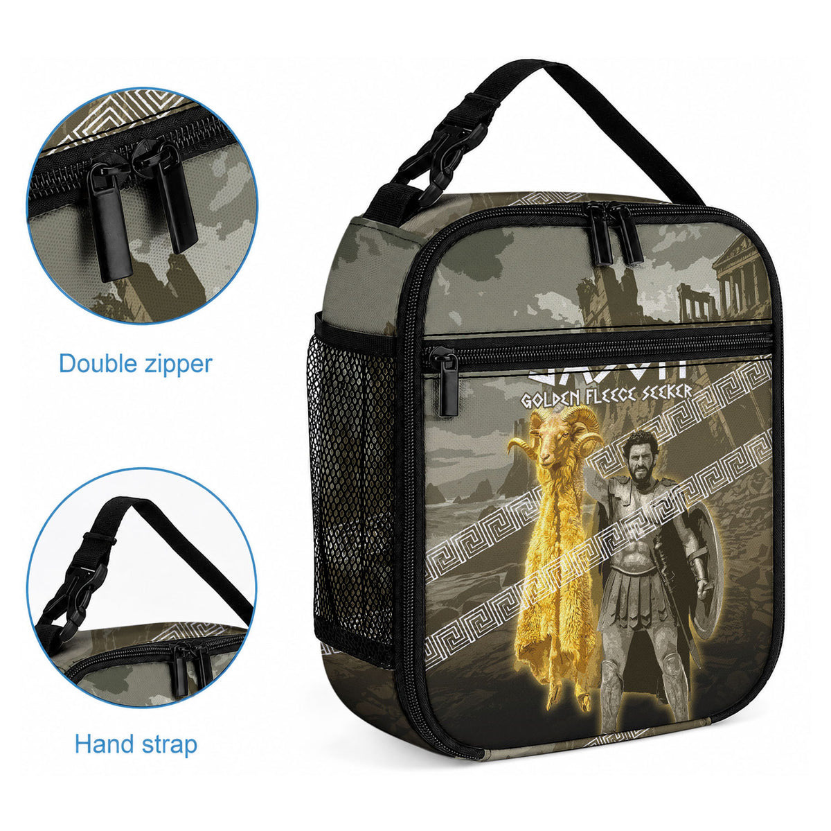 Jason Golden Fleece Seeker Lunch Bag Ancient Greek Mythology Heroic Warrior Dragon Battle
