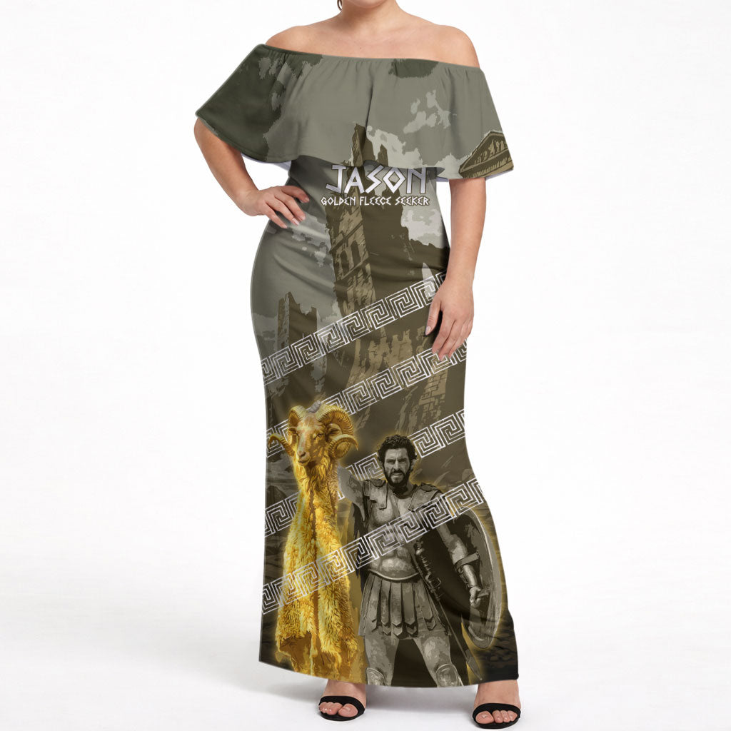 Jason Golden Fleece Seeker Off Shoulder Maxi Dress Ancient Greek Mythology Heroic Warrior Dragon Battle