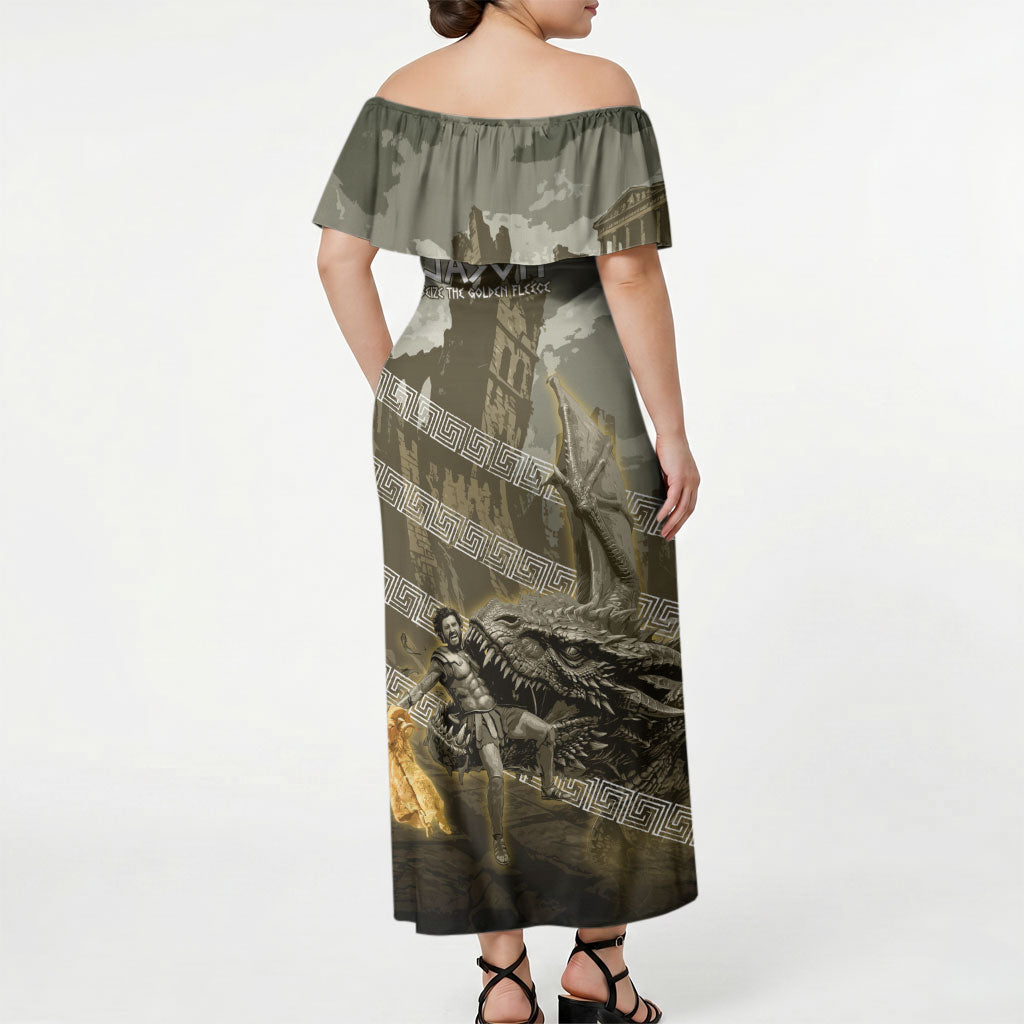 Jason Golden Fleece Seeker Off Shoulder Maxi Dress Ancient Greek Mythology Heroic Warrior Dragon Battle