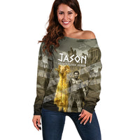 Jason Golden Fleece Seeker Off Shoulder Sweater Ancient Greek Mythology Heroic Warrior Dragon Battle