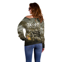 Jason Golden Fleece Seeker Off Shoulder Sweater Ancient Greek Mythology Heroic Warrior Dragon Battle
