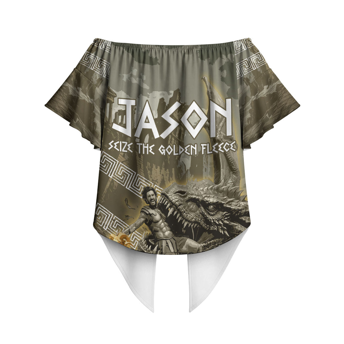 Jason Golden Fleece Seeker Off Shoulder Wrap Waist Top Ancient Greek Mythology Heroic Warrior Dragon Battle