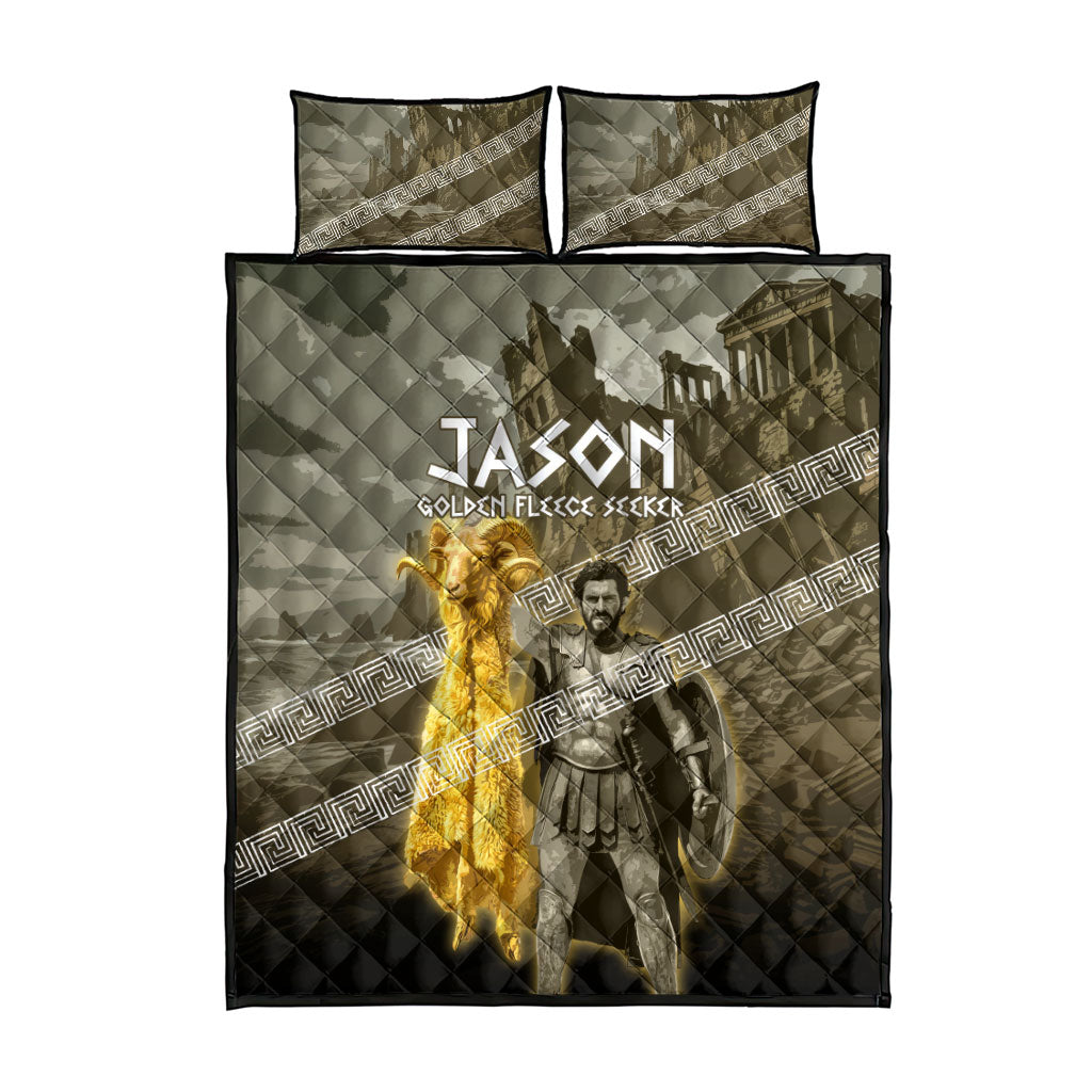Jason Golden Fleece Seeker Quilt Bed Set Ancient Greek Mythology Heroic Warrior Dragon Battle