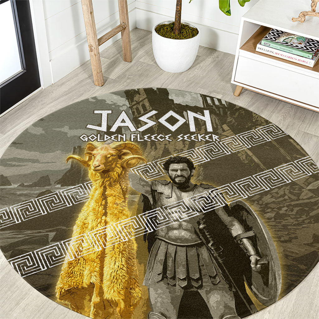 Jason Golden Fleece Seeker Round Carpet Ancient Greek Mythology Heroic Warrior Dragon Battle