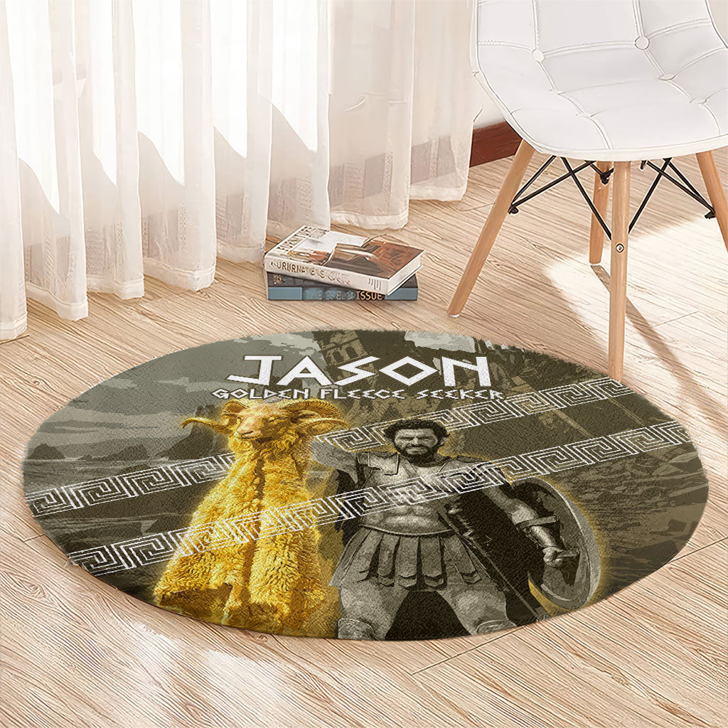 Jason Golden Fleece Seeker Round Carpet Ancient Greek Mythology Heroic Warrior Dragon Battle