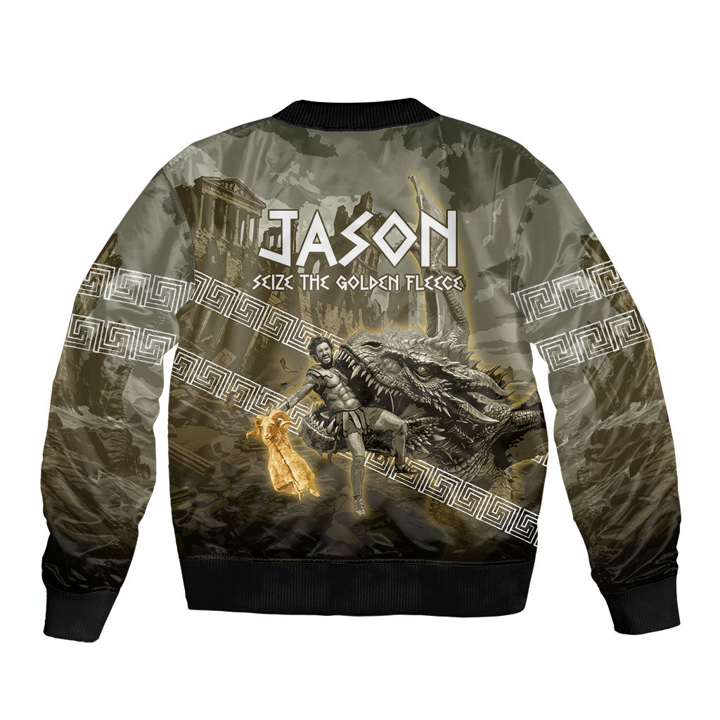 Jason Golden Fleece Seeker Sleeve Zip Bomber Jacket Ancient Greek Mythology Heroic Warrior Dragon Battle