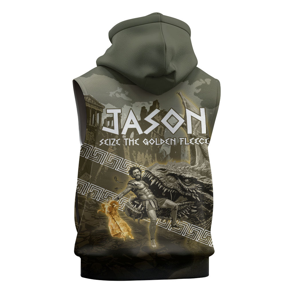 Jason Golden Fleece Seeker Sleeveless Hoodie Ancient Greek Mythology Heroic Warrior Dragon Battle
