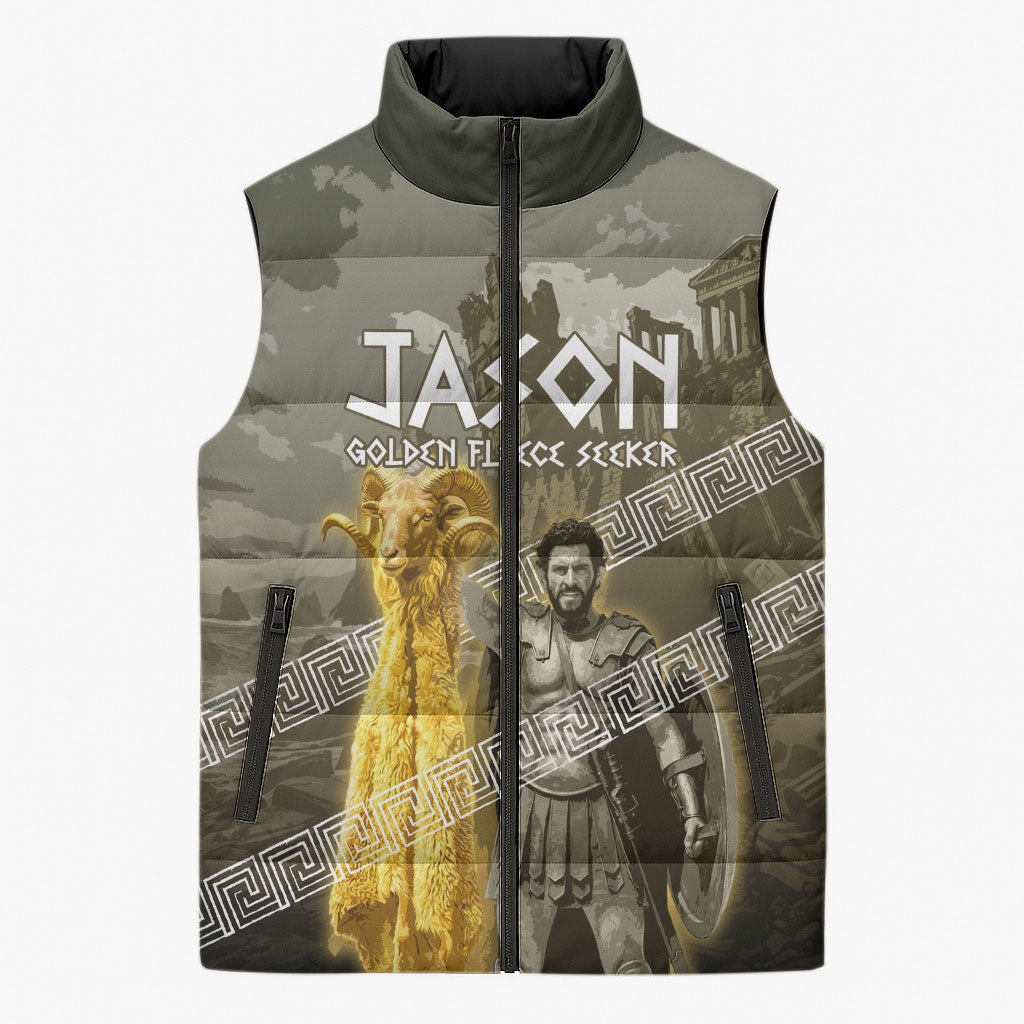 Jason Golden Fleece Seeker Sleeveless Puffer Jacket Ancient Greek Mythology Heroic Warrior Dragon Battle