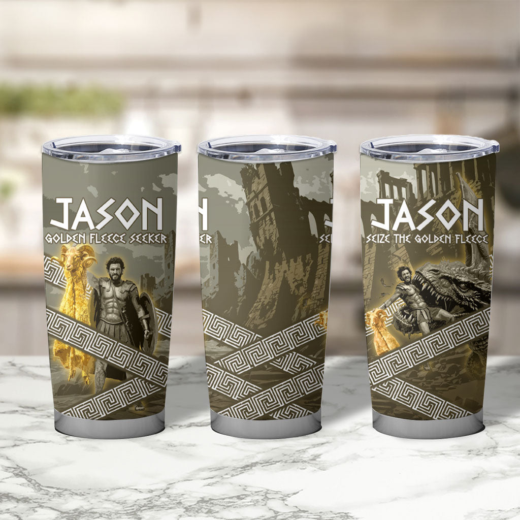Jason Golden Fleece Seeker Tumbler Cup Ancient Greek Mythology Heroic Warrior Dragon Battle