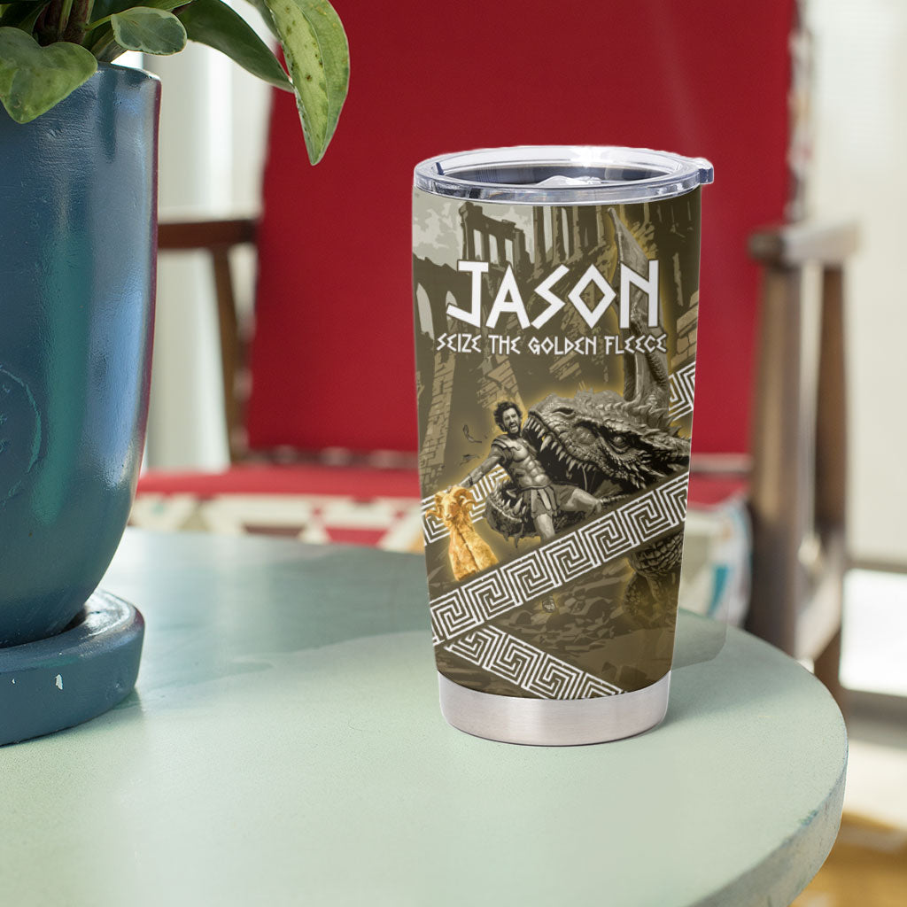 Jason Golden Fleece Seeker Tumbler Cup Ancient Greek Mythology Heroic Warrior Dragon Battle