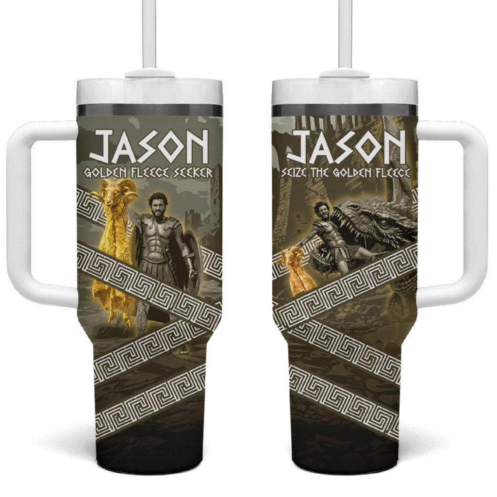 Jason Golden Fleece Seeker Tumbler With Handle Ancient Greek Mythology Heroic Warrior Dragon Battle