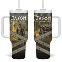 Jason Golden Fleece Seeker Tumbler With Handle Ancient Greek Mythology Heroic Warrior Dragon Battle