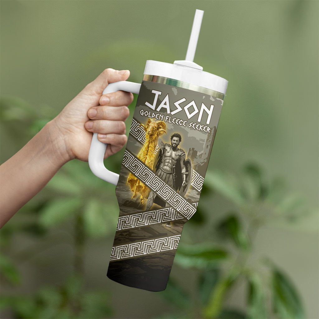 Jason Golden Fleece Seeker Tumbler With Handle Ancient Greek Mythology Heroic Warrior Dragon Battle