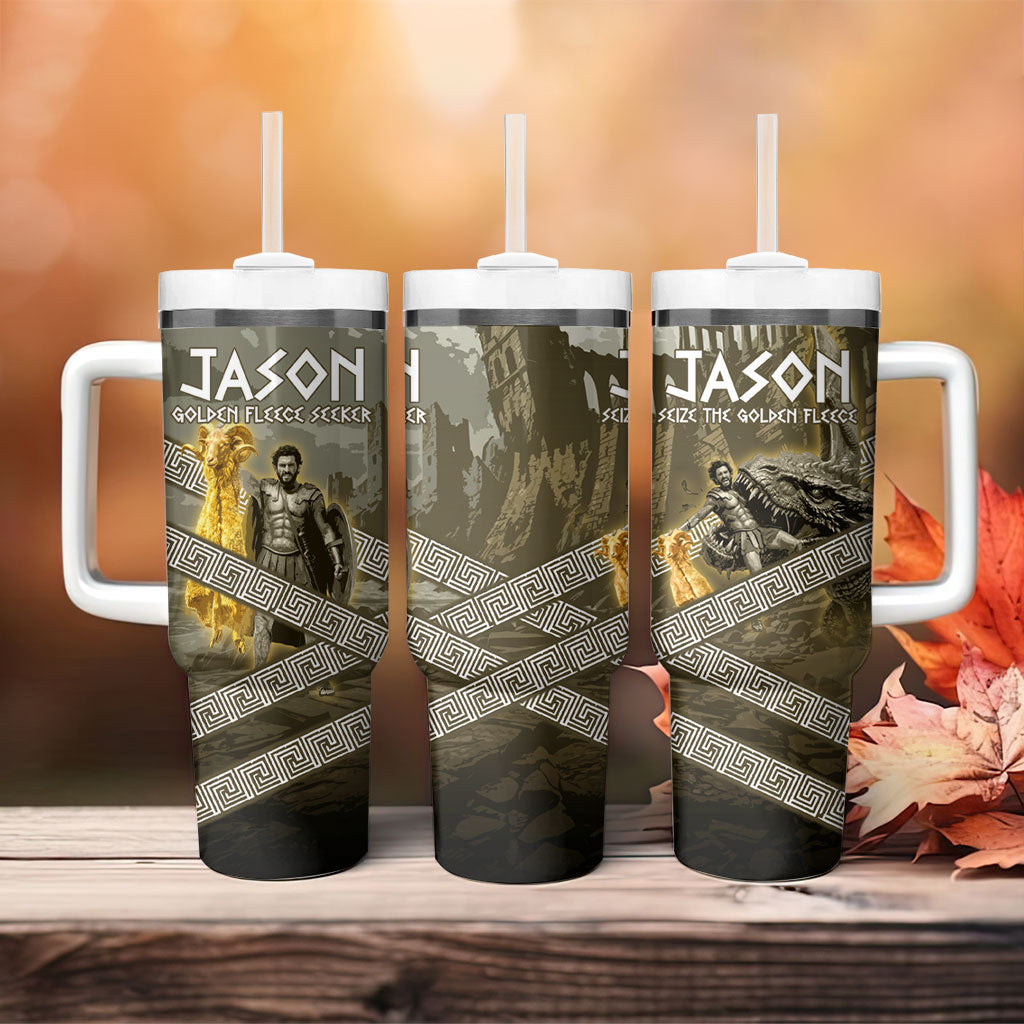 Jason Golden Fleece Seeker Tumbler With Handle Ancient Greek Mythology Heroic Warrior Dragon Battle