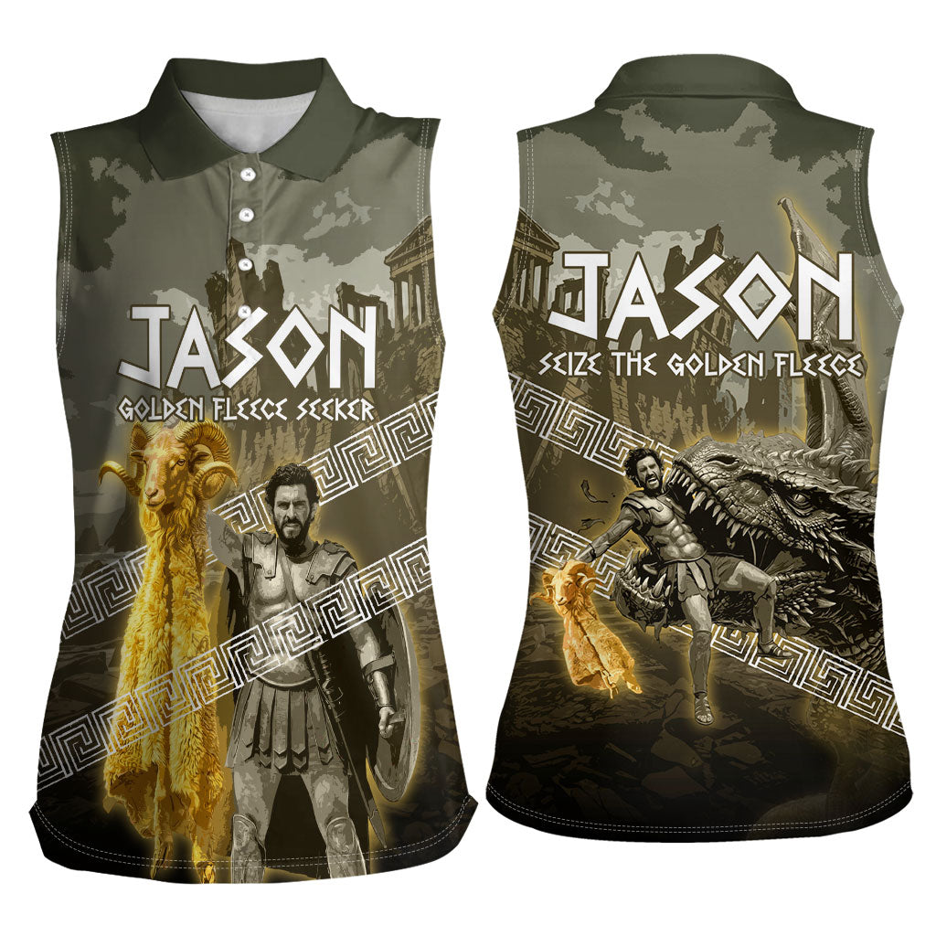 Jason Golden Fleece Seeker Women Sleeveless Polo Shirt Ancient Greek Mythology Heroic Warrior Dragon Battle