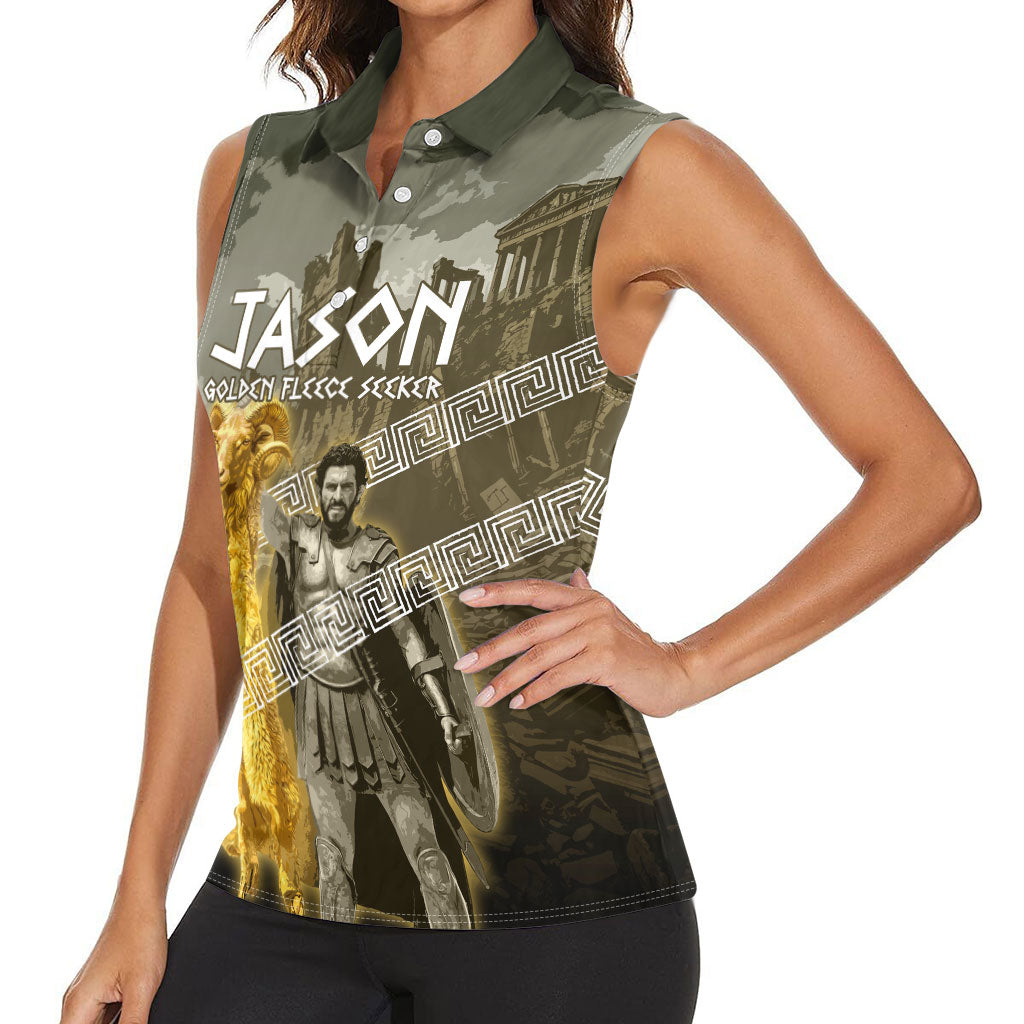 Jason Golden Fleece Seeker Women Sleeveless Polo Shirt Ancient Greek Mythology Heroic Warrior Dragon Battle