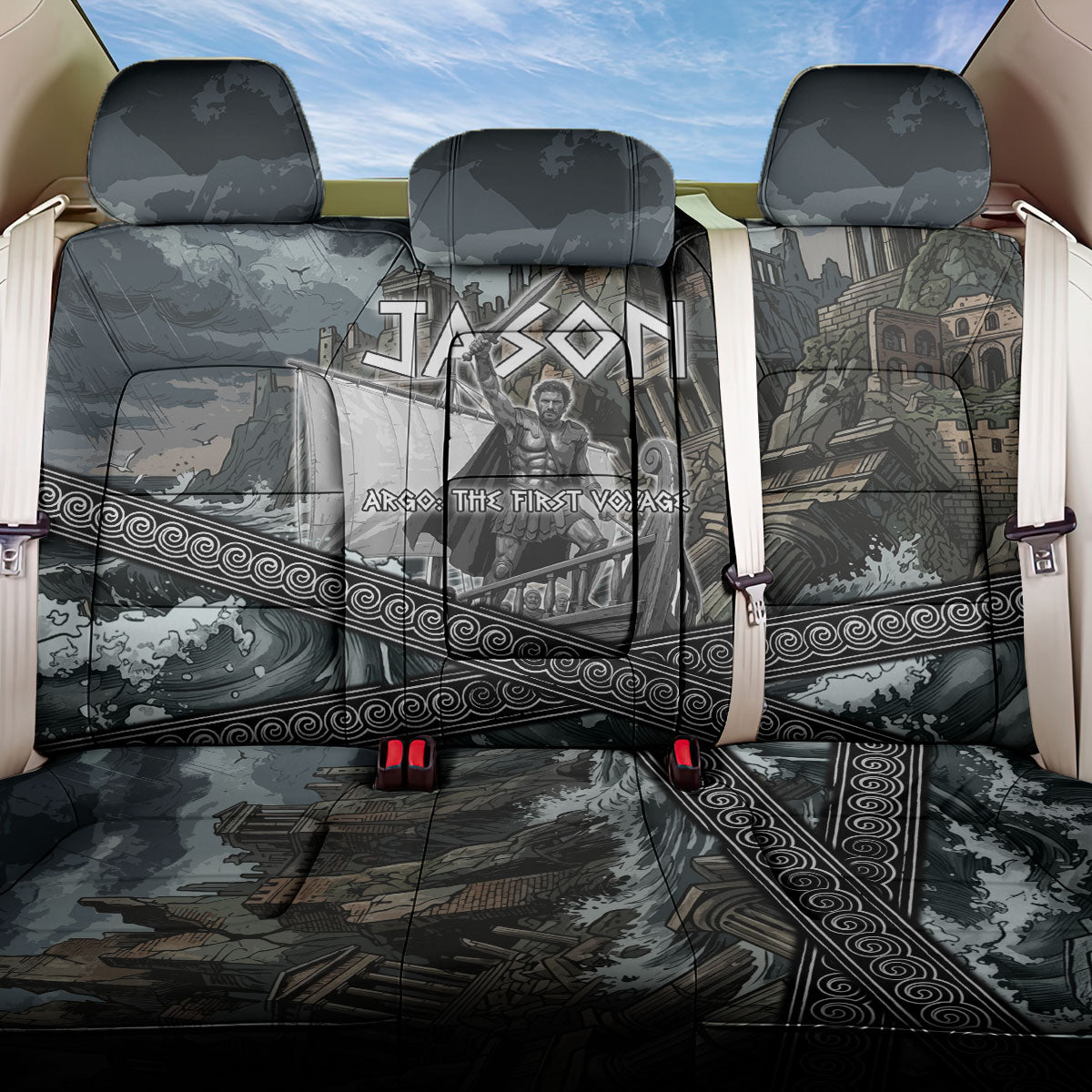 Jason Argo The First Voyage Back Car Seat Cover Ancient Greek Mythology Heroic Warrior Dragon Battle