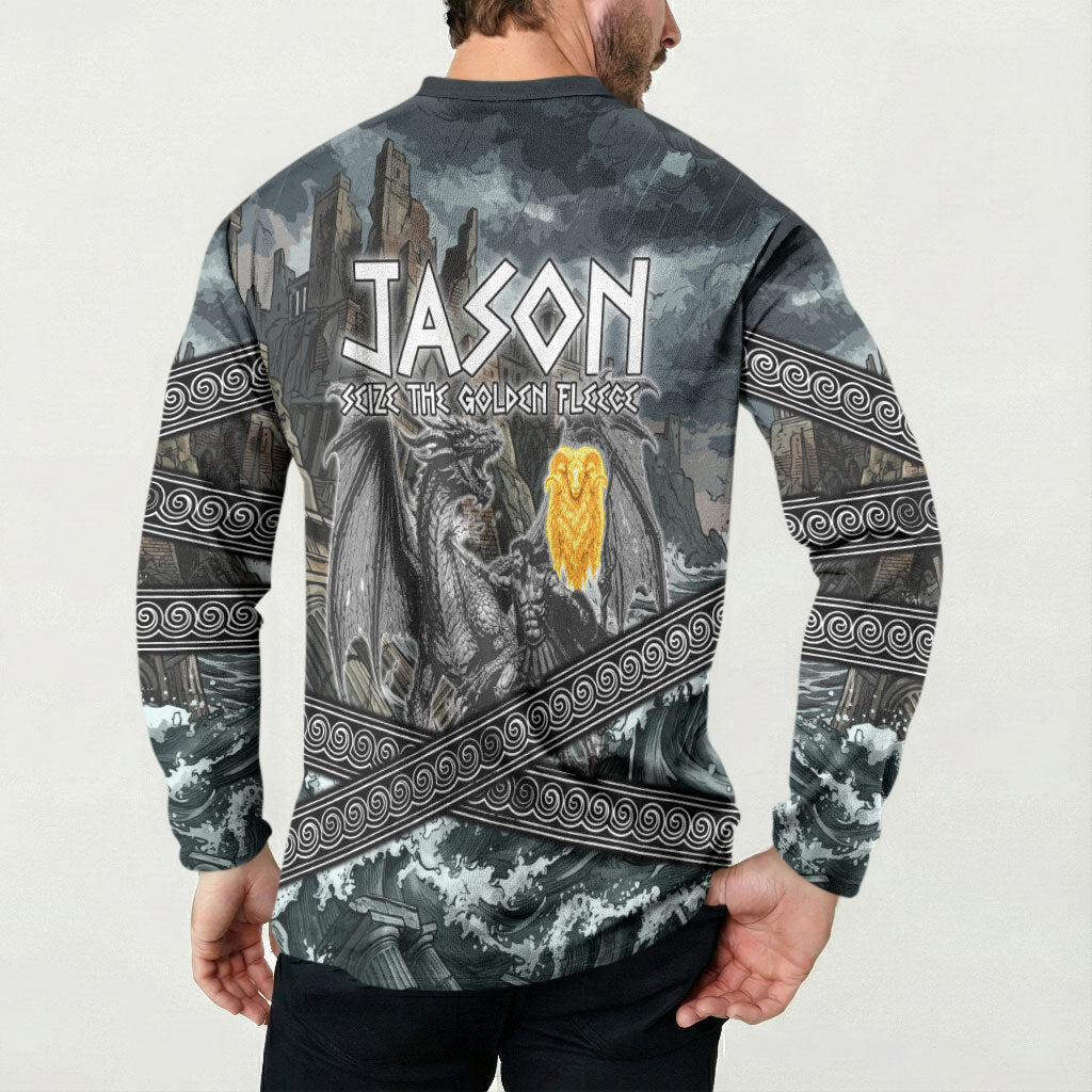 Jason Argo The First Voyage Button Sweatshirt Ancient Greek Mythology Heroic Warrior Dragon Battle