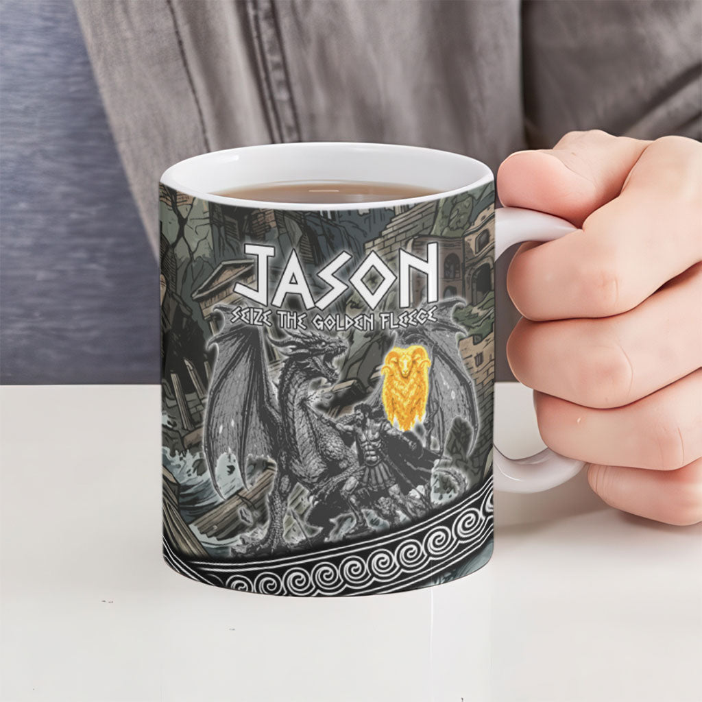 Jason Argo The First Voyage Ceramic Mug Ancient Greek Mythology Heroic Warrior Dragon Battle