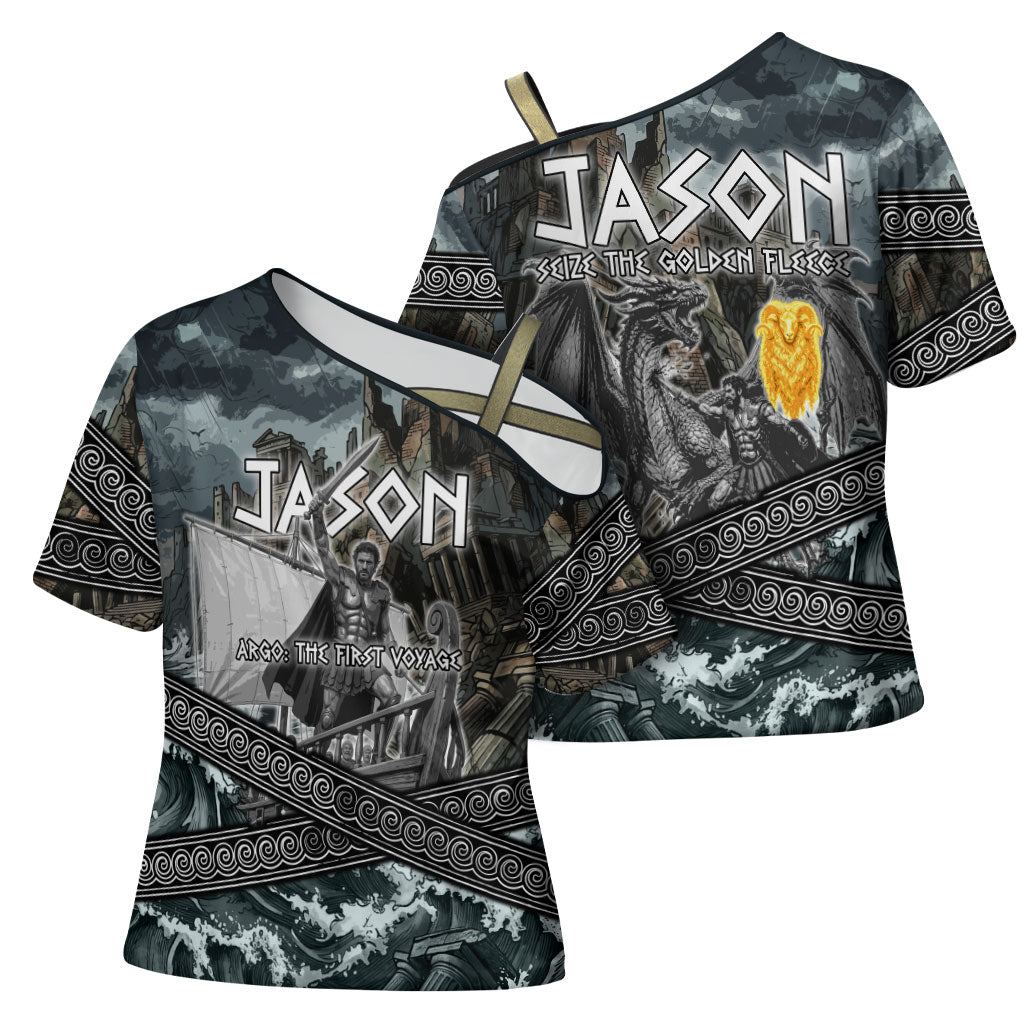 Jason Argo The First Voyage Cross Shoulder Shirt Ancient Greek Mythology Heroic Warrior Dragon Battle