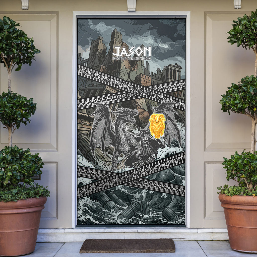 Jason Argo The First Voyage Door Cover Ancient Greek Mythology Heroic Warrior Dragon Battle