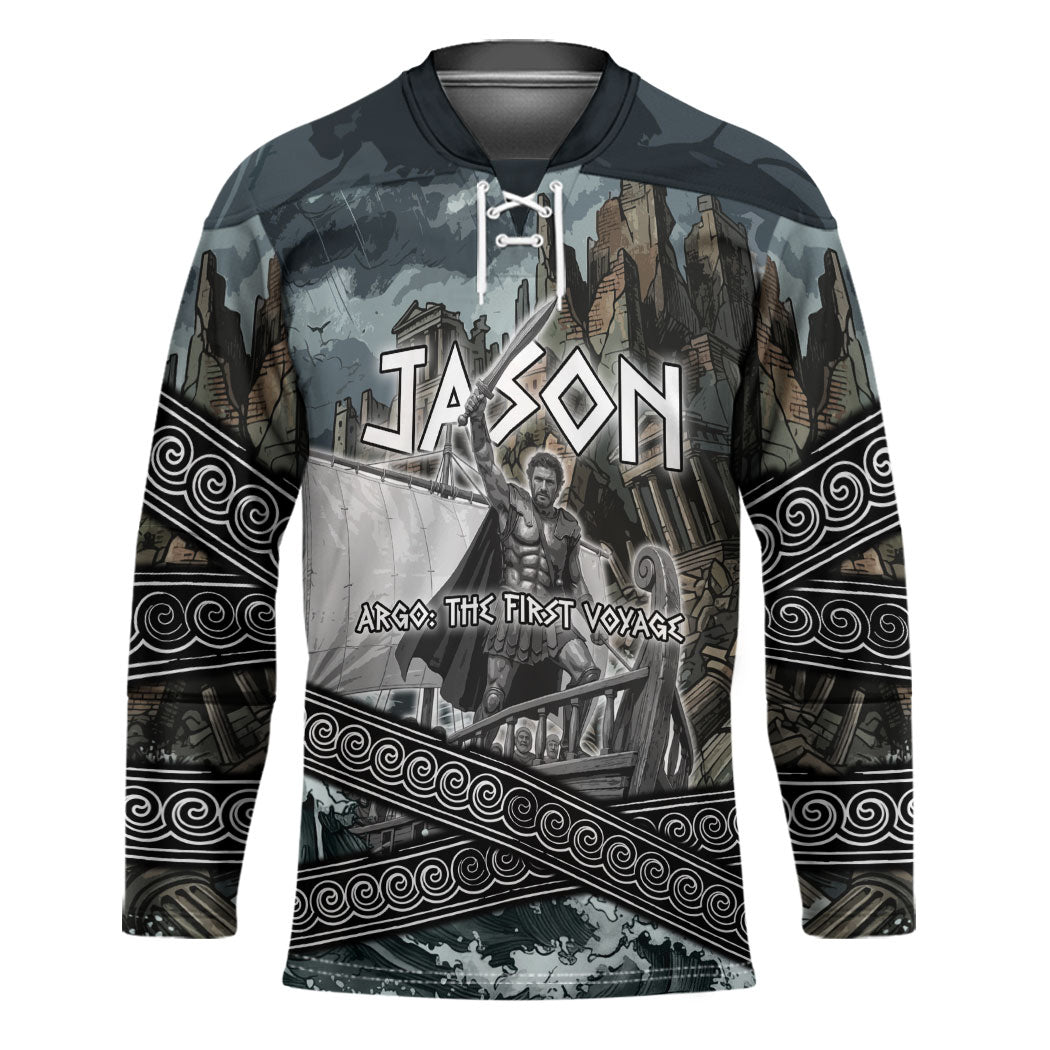 Jason Argo The First Voyage Hockey Jersey Ancient Greek Mythology Heroic Warrior Dragon Battle