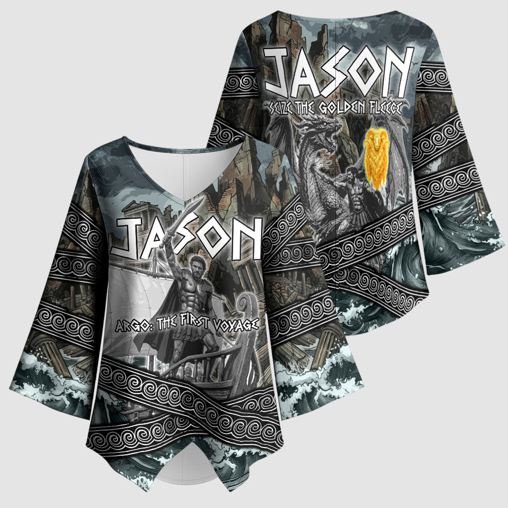 Jason Argo The First Voyage Kimono Sleeve Blouse Ancient Greek Mythology Heroic Warrior Dragon Battle