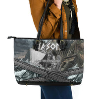 Jason Argo The First Voyage Leather Tote Bag Ancient Greek Mythology Heroic Warrior Dragon Battle