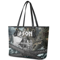 Jason Argo The First Voyage Leather Tote Bag Ancient Greek Mythology Heroic Warrior Dragon Battle