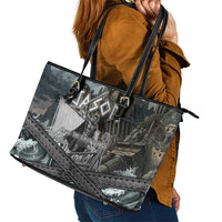 Jason Argo The First Voyage Leather Tote Bag Ancient Greek Mythology Heroic Warrior Dragon Battle