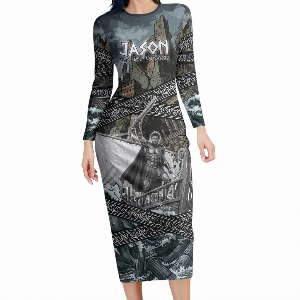 Jason Argo The First Voyage Long Sleeve Bodycon Dress Ancient Greek Mythology Heroic Warrior Dragon Battle