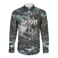 Jason Argo The First Voyage Long Sleeve Button Shirt Ancient Greek Mythology Heroic Warrior Dragon Battle