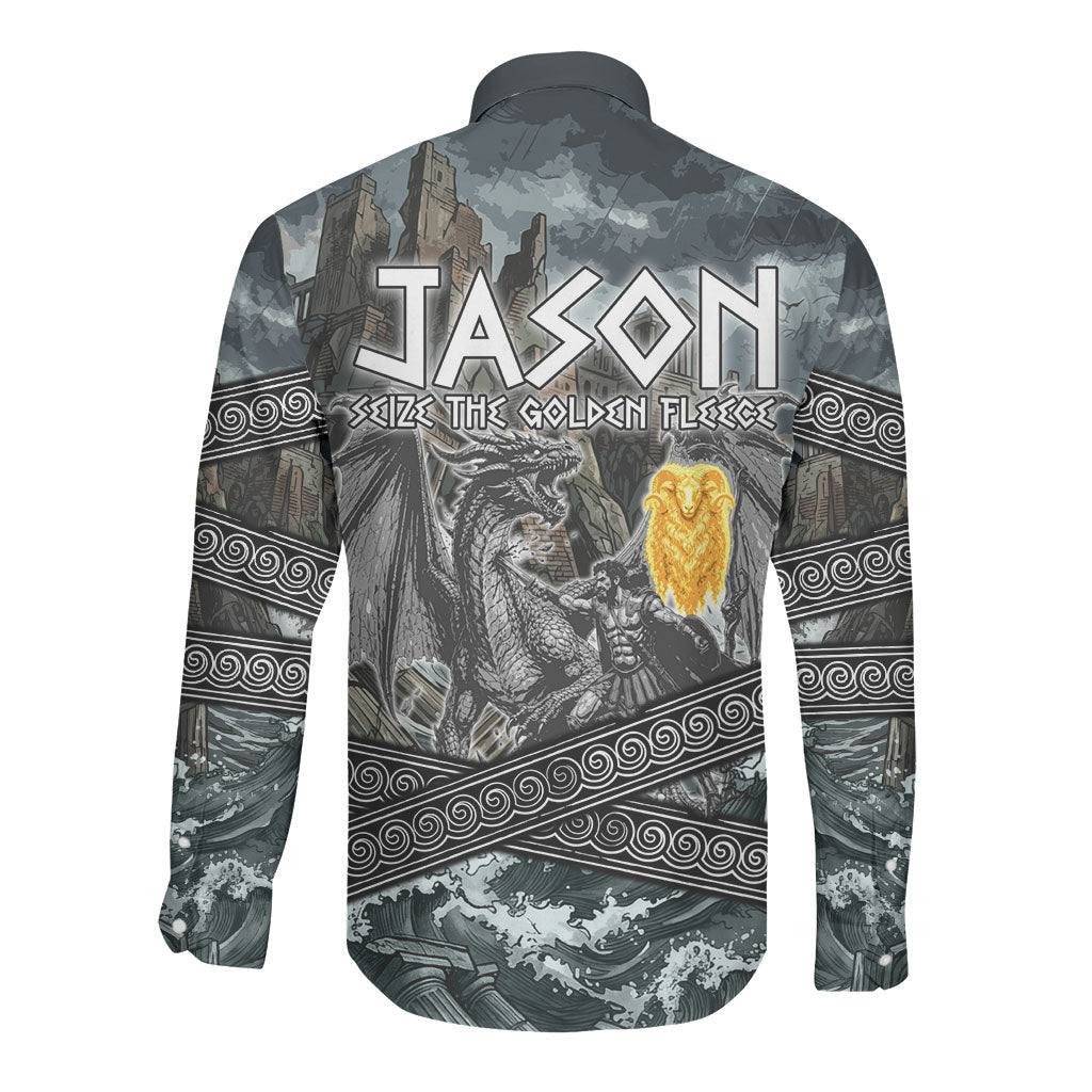 Jason Argo The First Voyage Long Sleeve Button Shirt Ancient Greek Mythology Heroic Warrior Dragon Battle
