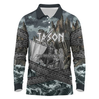 Jason Argo The First Voyage Long Sleeve Polo Shirt Ancient Greek Mythology Heroic Warrior Dragon Battle