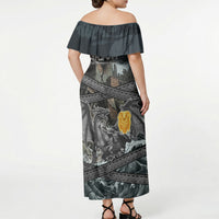 Jason Argo The First Voyage Off Shoulder Maxi Dress Ancient Greek Mythology Heroic Warrior Dragon Battle