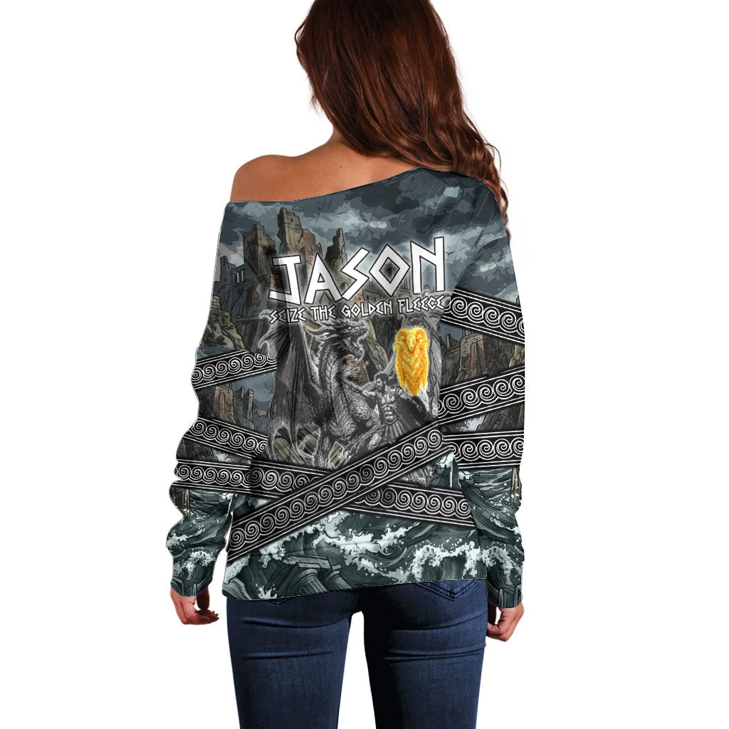 Jason Argo The First Voyage Off Shoulder Sweater Ancient Greek Mythology Heroic Warrior Dragon Battle