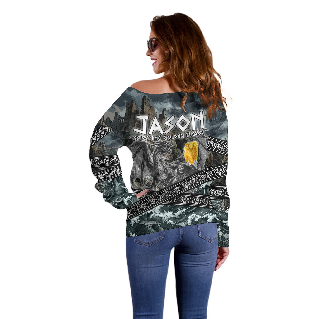 Jason Argo The First Voyage Off Shoulder Sweater Ancient Greek Mythology Heroic Warrior Dragon Battle