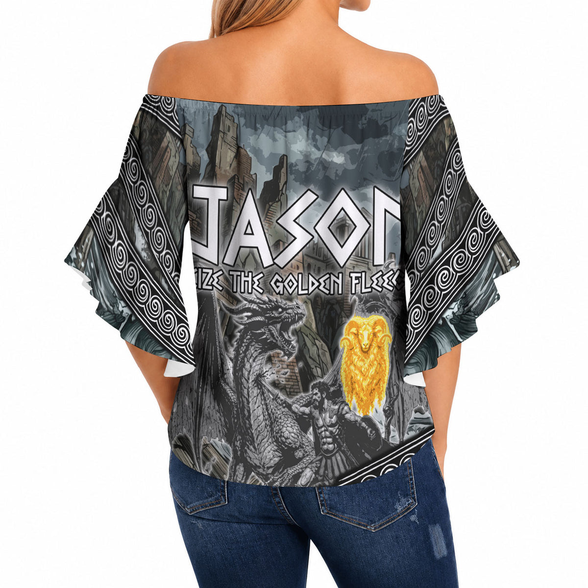 Jason Argo The First Voyage Off Shoulder Wrap Waist Top Ancient Greek Mythology Heroic Warrior Dragon Battle