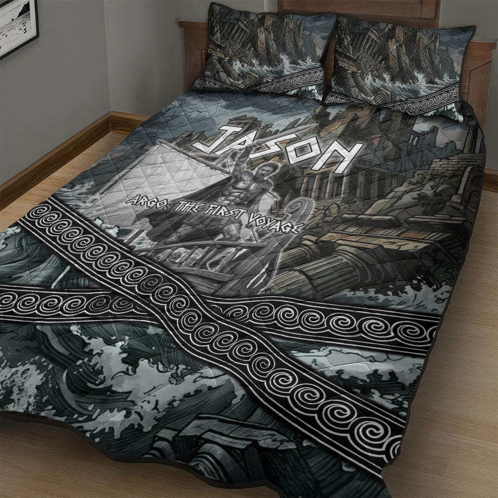 Jason Argo The First Voyage Quilt Bed Set Ancient Greek Mythology Heroic Warrior Dragon Battle