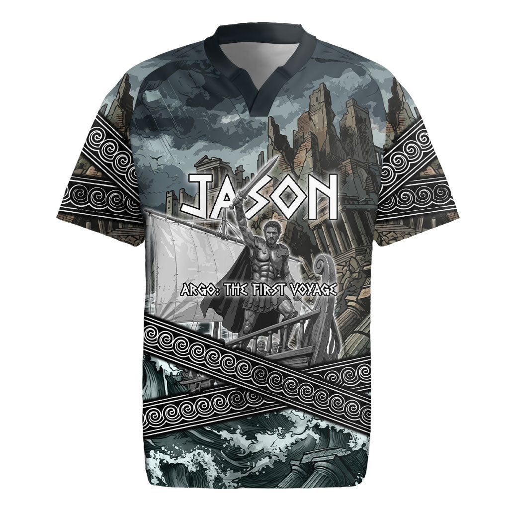 Jason Argo The First Voyage Rugby Jersey Ancient Greek Mythology Heroic Warrior Dragon Battle