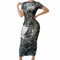 Jason Argo The First Voyage Short Sleeve Bodycon Dress Ancient Greek Mythology Heroic Warrior Dragon Battle