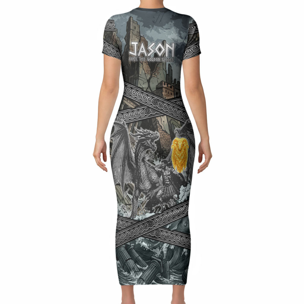 Jason Argo The First Voyage Short Sleeve Bodycon Dress Ancient Greek Mythology Heroic Warrior Dragon Battle