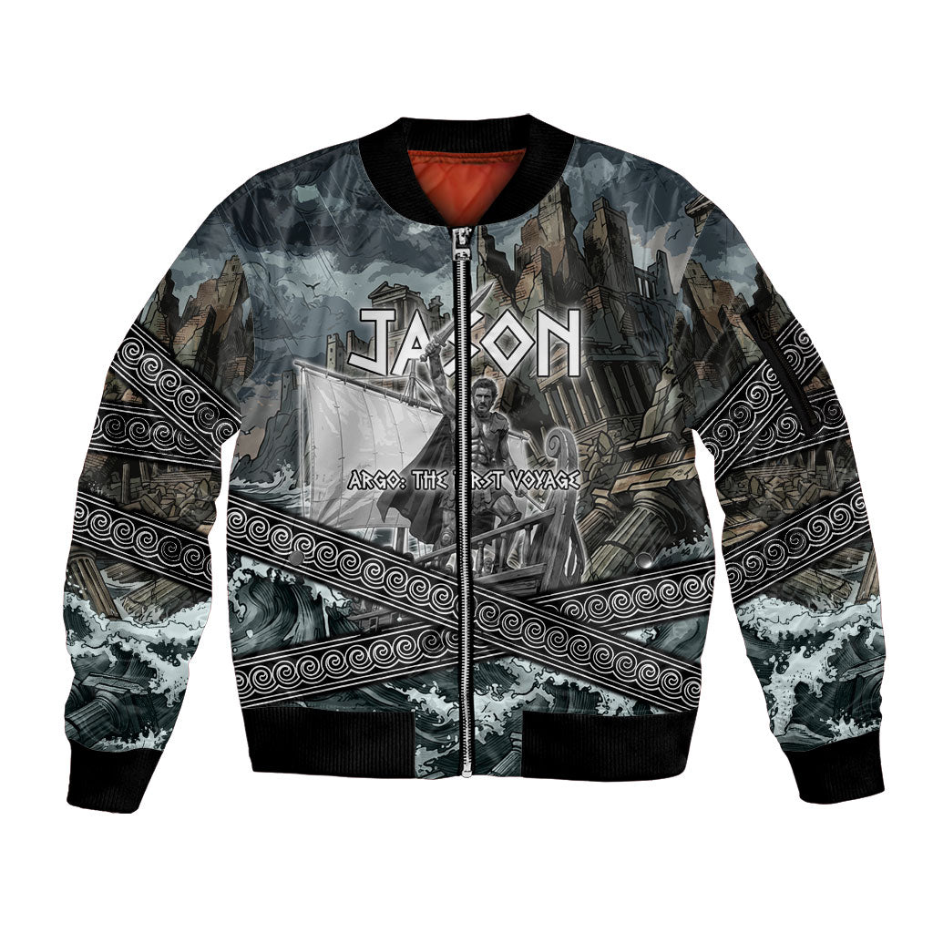Jason Argo The First Voyage Sleeve Zip Bomber Jacket Ancient Greek Mythology Heroic Warrior Dragon Battle