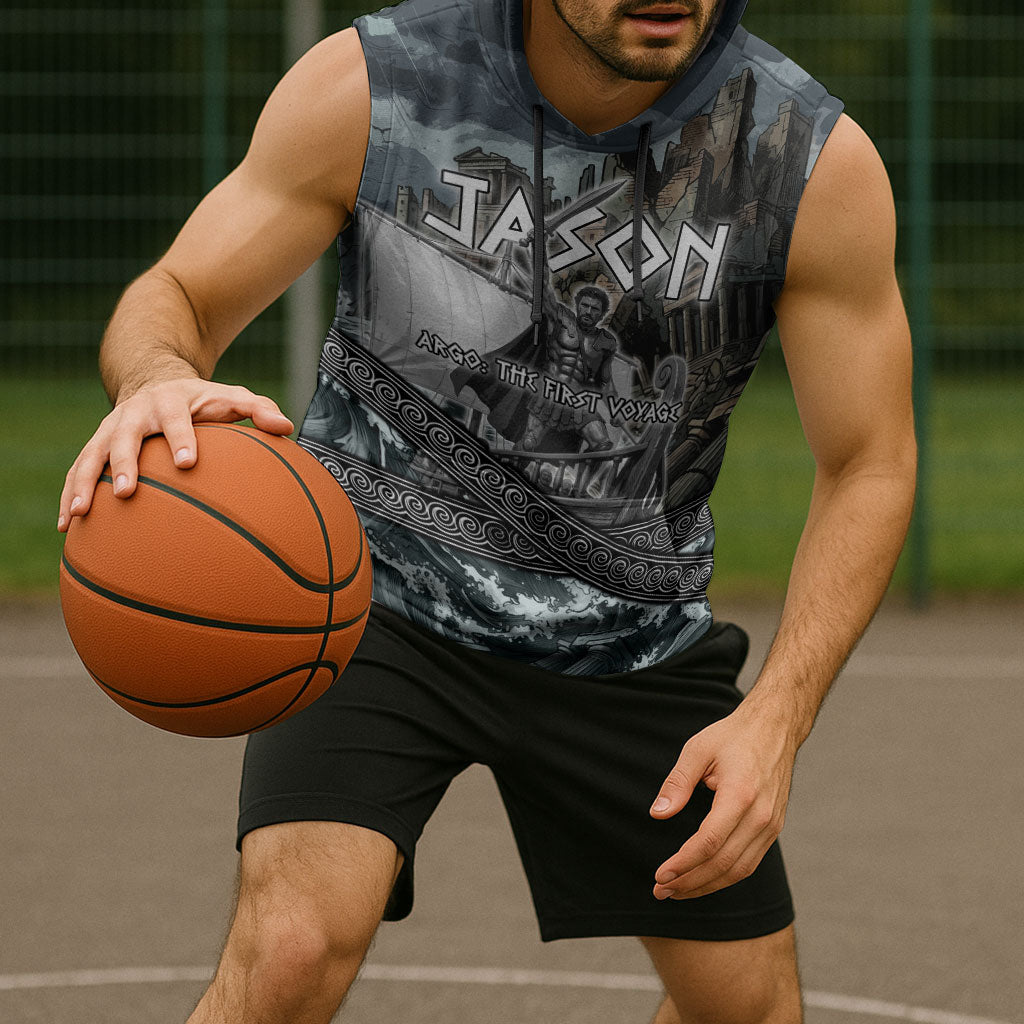 Jason Argo The First Voyage Sleeveless Hoodie Ancient Greek Mythology Heroic Warrior Dragon Battle