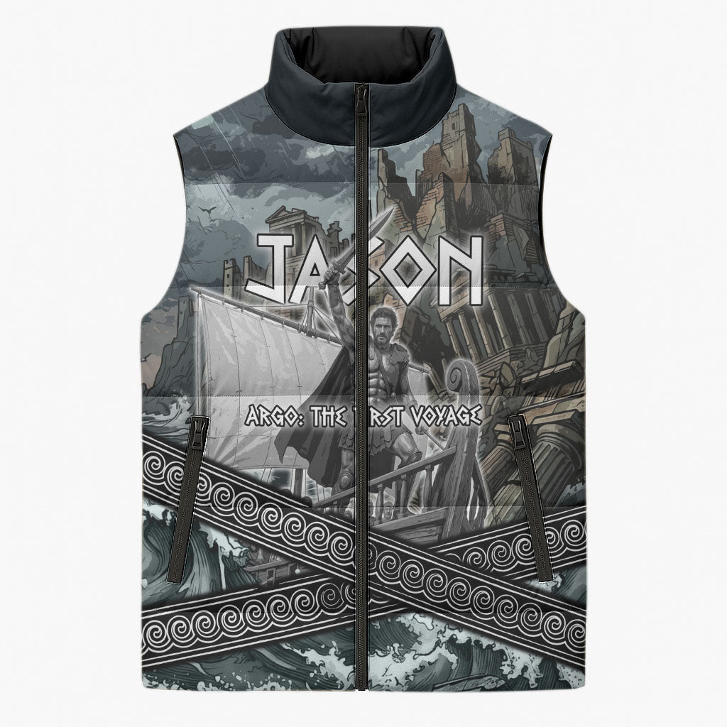 Jason Argo The First Voyage Sleeveless Puffer Jacket Ancient Greek Mythology Heroic Warrior Dragon Battle