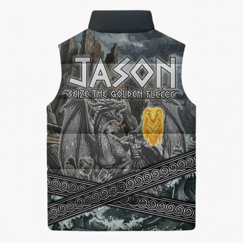 Jason Argo The First Voyage Sleeveless Puffer Jacket Ancient Greek Mythology Heroic Warrior Dragon Battle