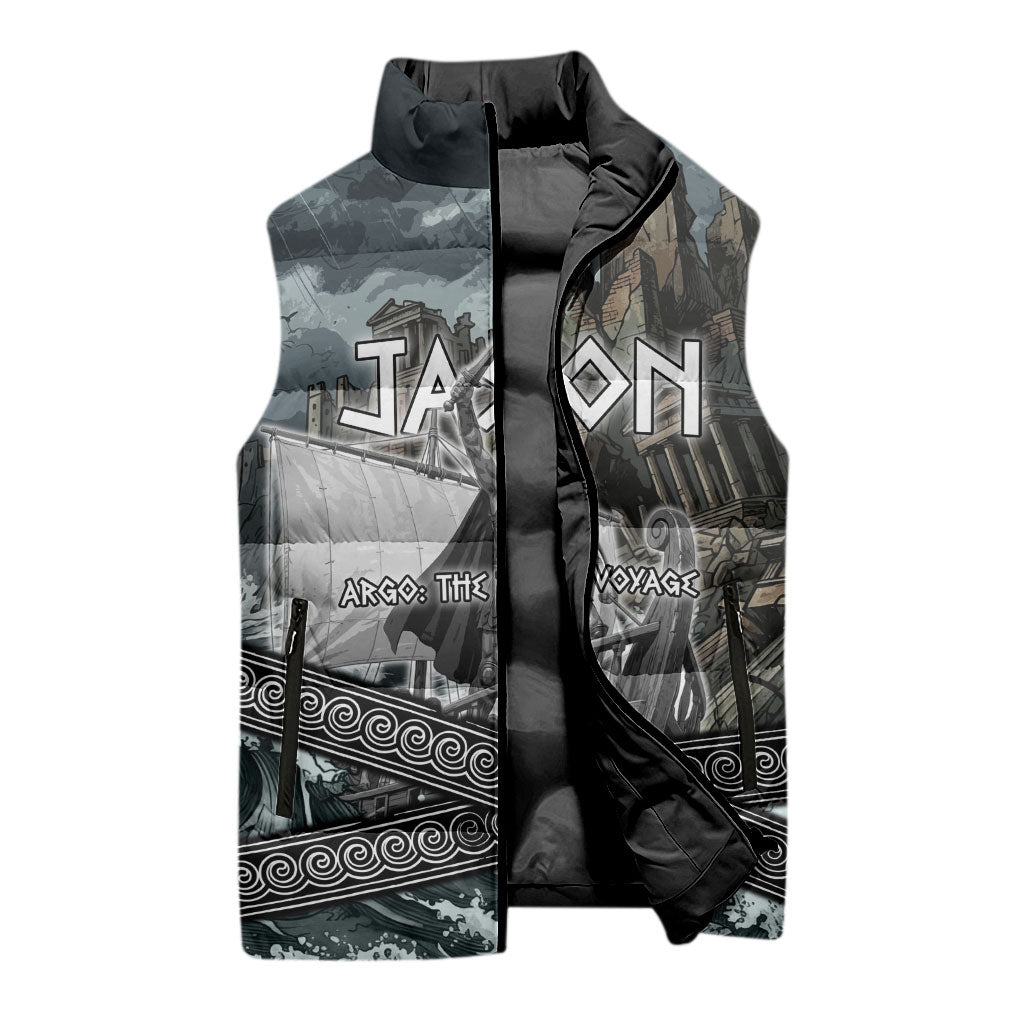 Jason Argo The First Voyage Sleeveless Puffer Jacket Ancient Greek Mythology Heroic Warrior Dragon Battle