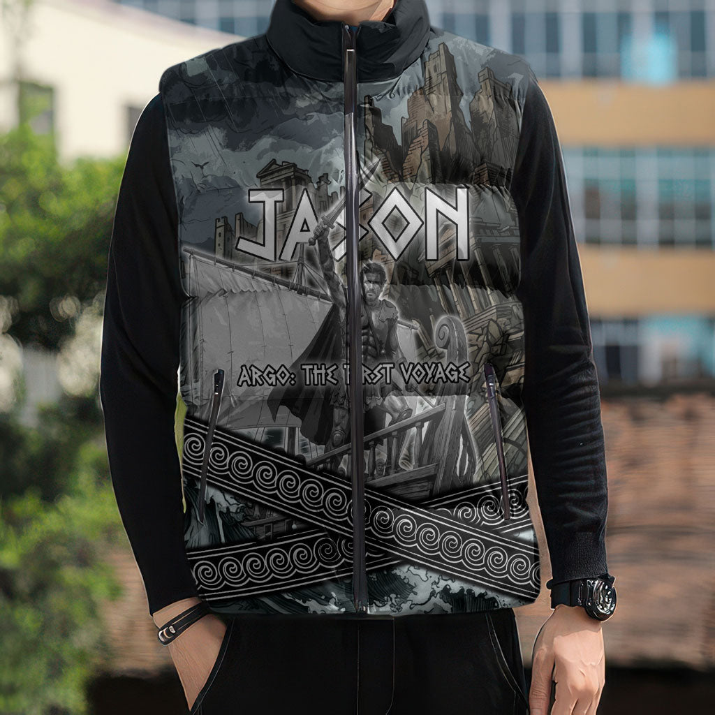 Jason Argo The First Voyage Sleeveless Puffer Jacket Ancient Greek Mythology Heroic Warrior Dragon Battle