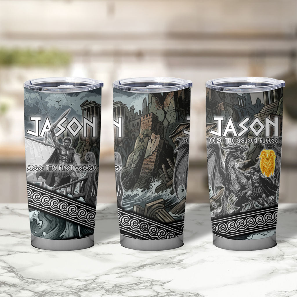 Jason Argo The First Voyage Tumbler Cup Ancient Greek Mythology Heroic Warrior Dragon Battle